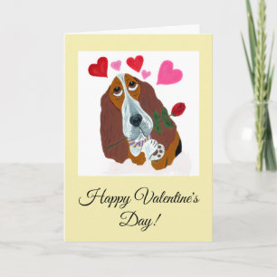 Frohe Valentinstag Basset Hound Hundekarte Karte