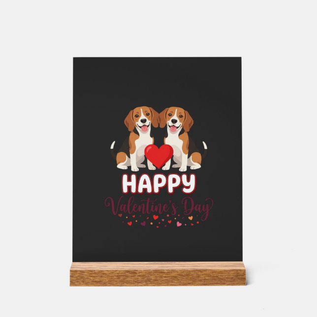 Frohe Valentinstag Beagle Paar Acrylschild (Vorderseite)