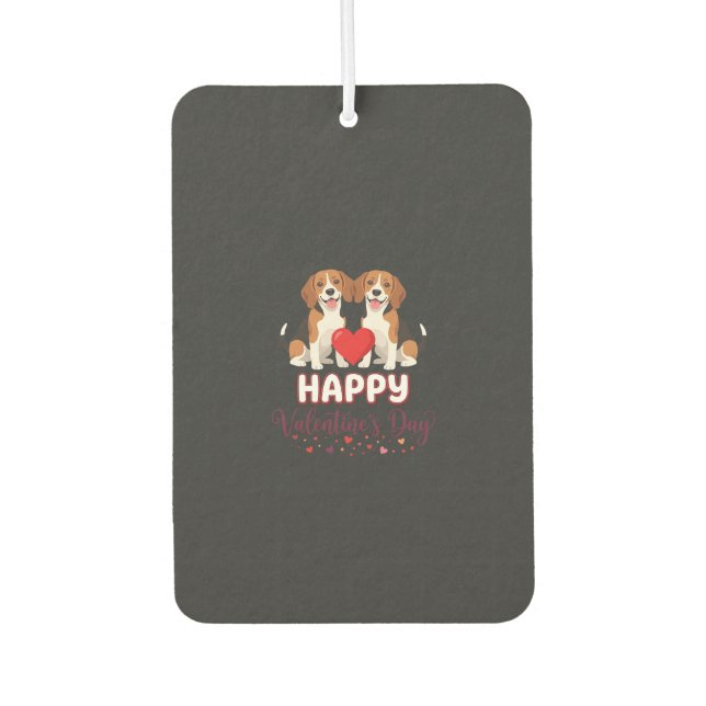 Frohe Valentinstag Beagle Paar Autolufterfrischer (Vorderseite)