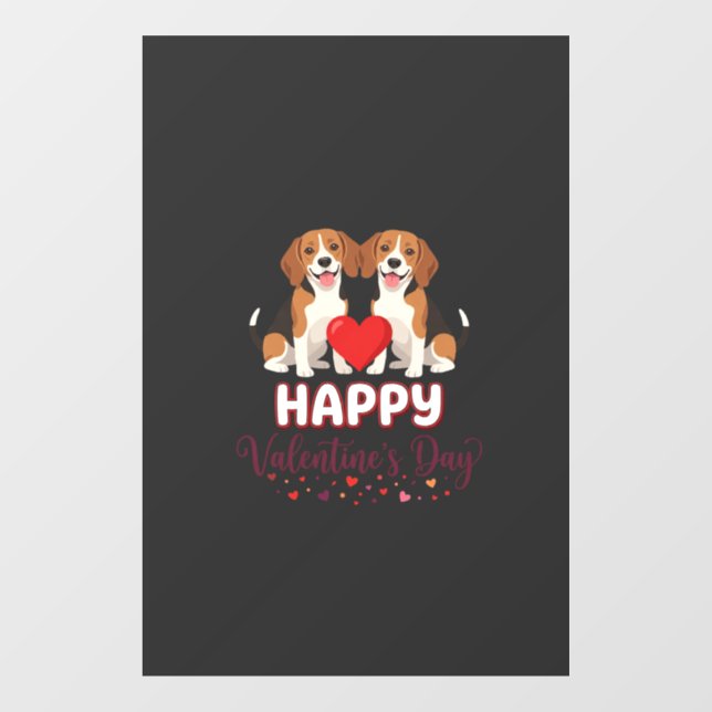 Frohe Valentinstag Beagle Paar Fensteraufkleber (Blatt)