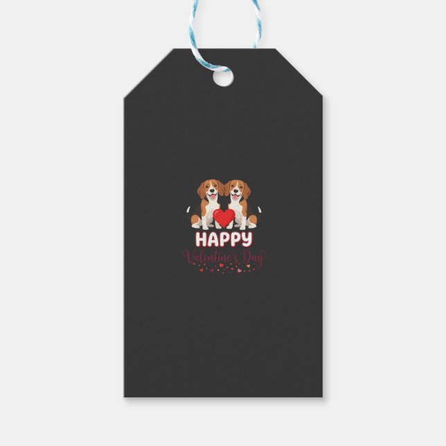 Frohe Valentinstag Beagle Paar Geschenkanhänger (Vorderseite)