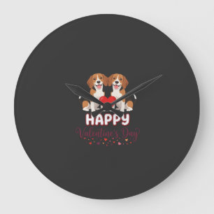 Frohe Valentinstag Beagle Paar Große Wanduhr