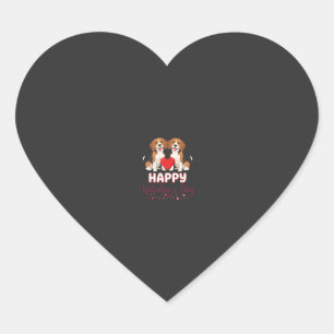 Frohe Valentinstag Beagle Paar Herz-Aufkleber
