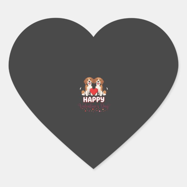 Frohe Valentinstag Beagle Paar Herz-Aufkleber (Vorderseite)