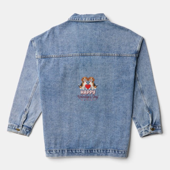 Frohe Valentinstag Beagle Paar Jeansjacke (Rückseite)