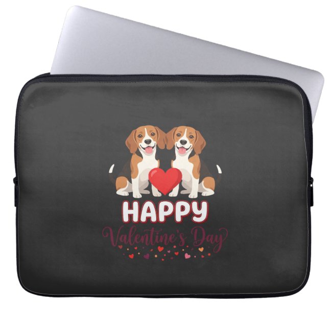 Frohe Valentinstag Beagle Paar Laptopschutzhülle (Vorderseite)
