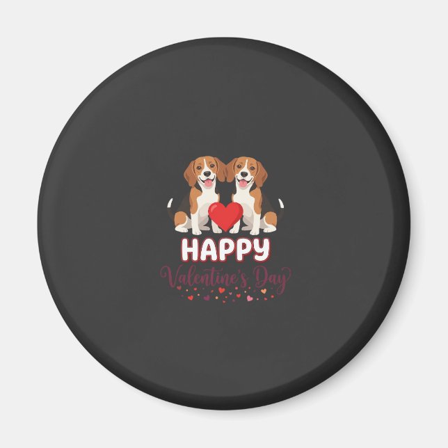 Frohe Valentinstag Beagle Paar Magnet (Vorne)