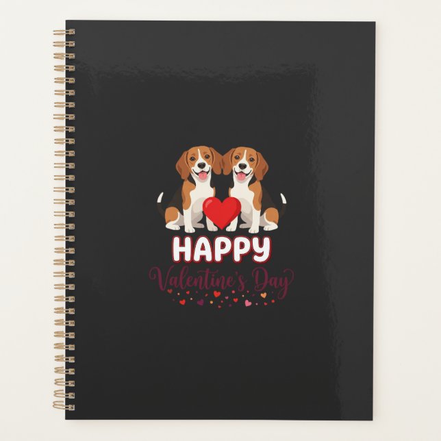 Frohe Valentinstag Beagle Paar Planer (Vorderseite)