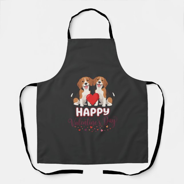 Frohe Valentinstag Beagle Paar Schürze (Vorderseite)
