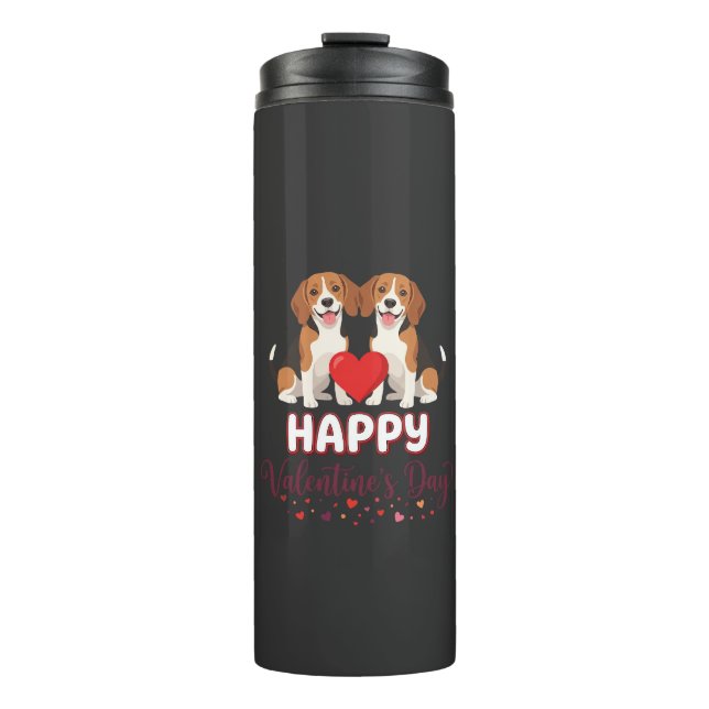 Frohe Valentinstag Beagle Paar Thermosbecher (Vorderseite)