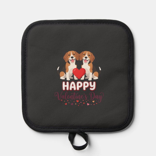 Frohe Valentinstag Beagle Paar Topflappen (Vorderseite)