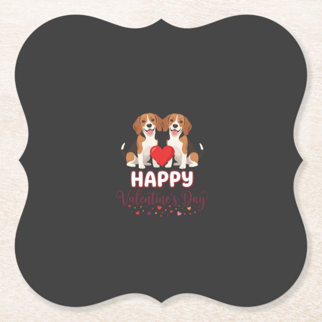Frohe Valentinstag Beagle Paar Untersetzer (Vorderseite)