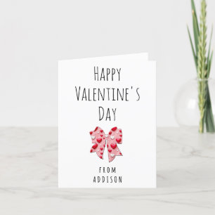 Frohe Valentinstag Coquette-Bogen-Herzmuster Feiertagskarte