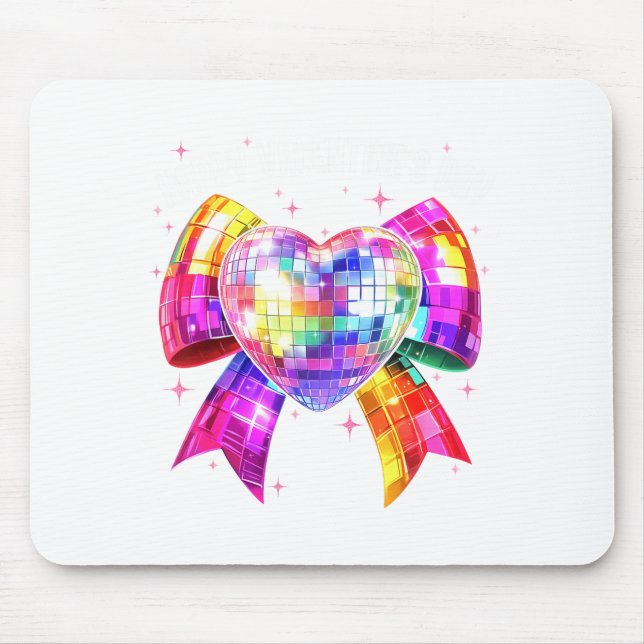 Frohe Valentinstag Coquette Disco Ball Herz Gi Mousepad (Vorne)