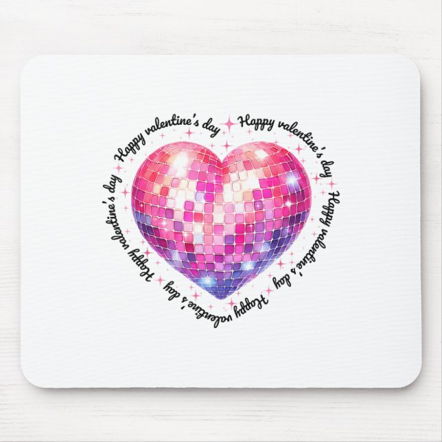 Frohe Valentinstag Coquette Nk Disco Ball Herz Mousepad (Vorne)