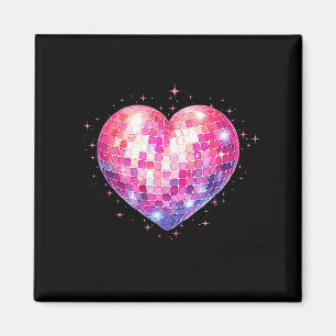 Frohe Valentinstag Coquette Rosa Disco Ball Herz Magnet