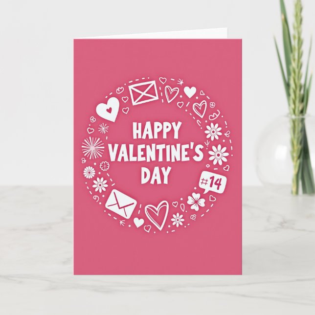 Frohe Valentinstag-Doodle-Karte Karte (Vorderseite)