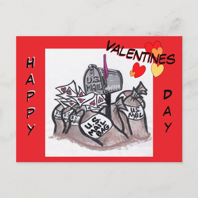 Frohe Valentinstag E-Mail Cartoon Postkarte (Vorderseite)