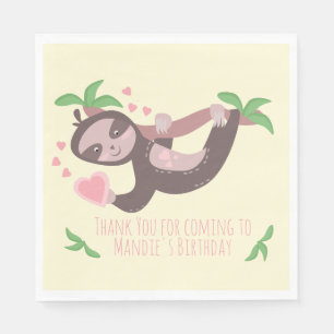 Frohe Valentinstag Faultier Herzen Geburtstag   Serviette
