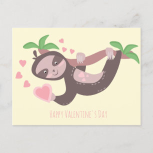 Frohe Valentinstag Faultier-Herzen-Illustration Postkarte