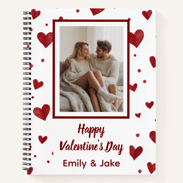 Frohe Valentinstag-Fotobuch mit individuellem Desi Notizbuch (Vorderseite)