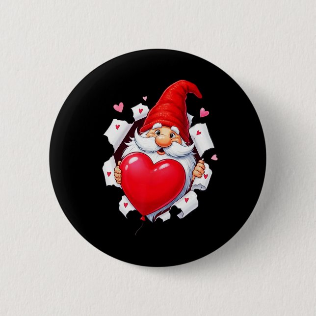 Frohe Valentinstag Gnome Liebes Herz  Button (Vorderseite)