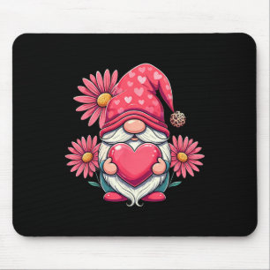 Frohe Valentinstag-Gnome mit Leopard-Sonnenblume Mousepad