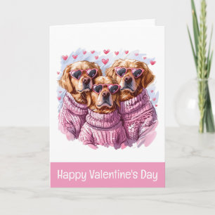 Frohe Valentinstag Golden Retriever Hunde Feiertagskarte