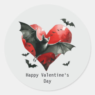Frohe Valentinstag Gothic Fledermaus Runder Aufkleber