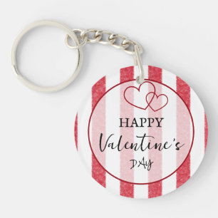 Frohe Valentinstag Herz Streifen Acryl Schlüsselanhänger