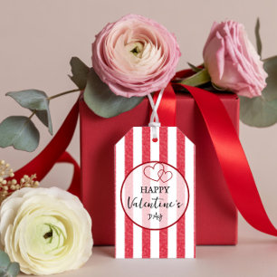 Frohe Valentinstag Herz Streifen Geschenk Tag Geschenkanhänger
