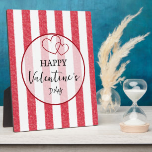 Frohe Valentinstag-Herz-Streifen-Plakette Fotoplatte