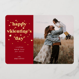 Frohe Valentinstag + Herzen Folie Foto Karte