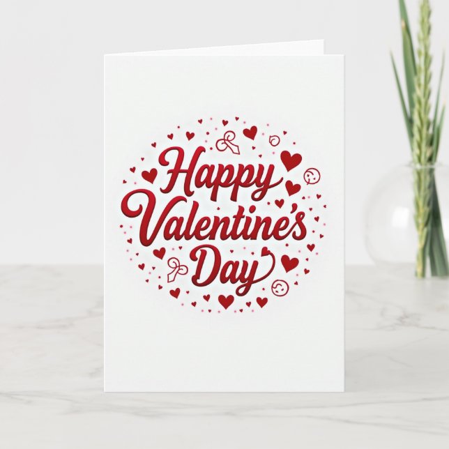 Frohe Valentinstag-Herzen Glänzende Karte (Vorderseite)