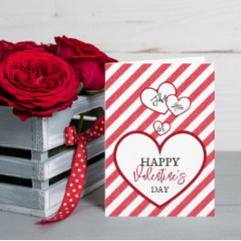 Frohe Valentinstag-Herzen Kreide Streifen Gefaltet Feiertagskarte