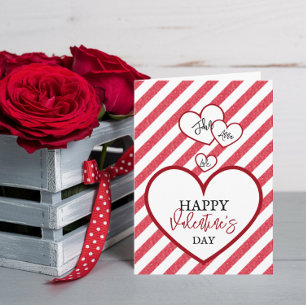 Frohe Valentinstag-Herzen Kreide Streifen Gefaltet Feiertagskarte
