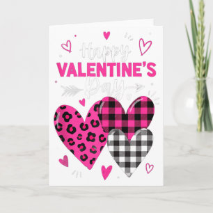 Frohe Valentinstag Herzen Mädchen Frauen Leopard A Karte