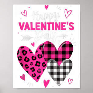 Frohe Valentinstag Herzen Mädchen Frauen Leopard A Poster