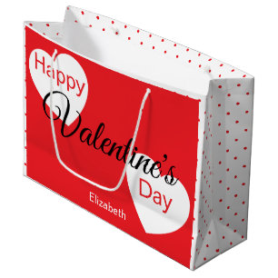 Frohe Valentinstag-Herzen Punkte Name  Große Geschenktüte