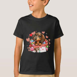 Frohe Valentinstag-Herzen Süße Dachshund-Hund Lo T-Shirt
