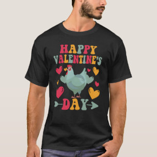 Frohe Valentinstag Hühner Herz Liebe Groovy T-Shirt
