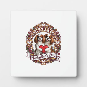 Frohe Valentinstag Hund Rotes Herz Floral Rahmen_1 Fotoplatte