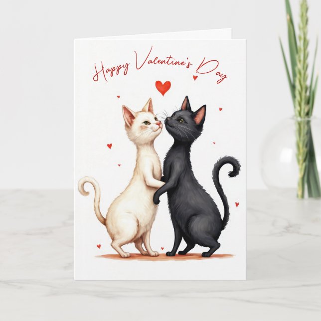 Frohe Valentinstag Katzen tanzen Karte (Vorderseite)