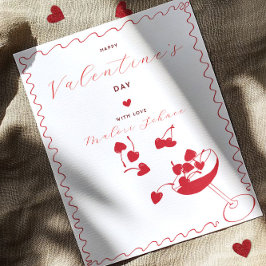 Frohe Valentinstag – Kirschherzen im Cocktail Feiertagskarte