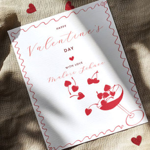 Frohe Valentinstag – Kirschherzen im Cocktail Feiertagskarte