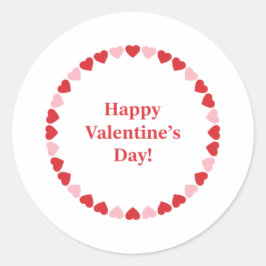Frohe Valentinstag Klassische rote Herzumrandung Runder Aufkleber