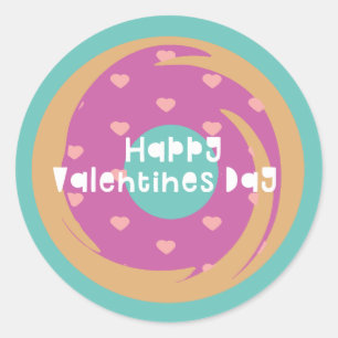 Frohe Valentinstag Konfetti Herz Marble Donut Runder Aufkleber