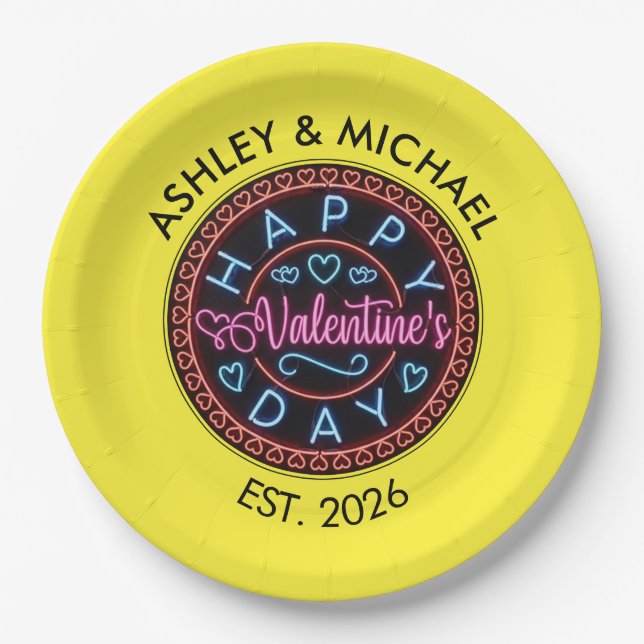 Frohe Valentinstag Kreis Design-67128 Papier Pl Pappteller (Vorderseite)