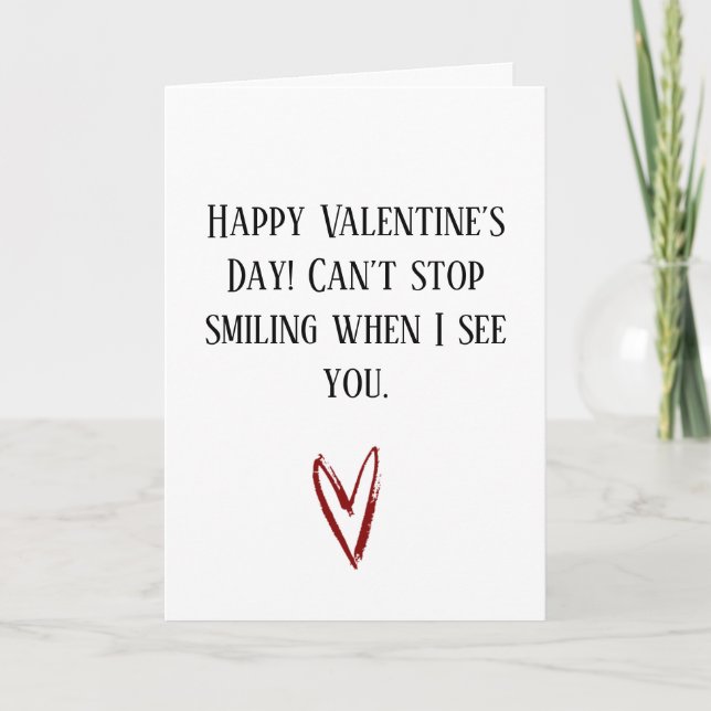 Frohe Valentinstag lächelnde Liebeskarte Karte (Vorderseite)