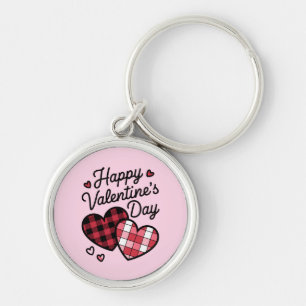 Frohe Valentinstag Leopard Plaid Liebes Herz  Schlüsselanhänger